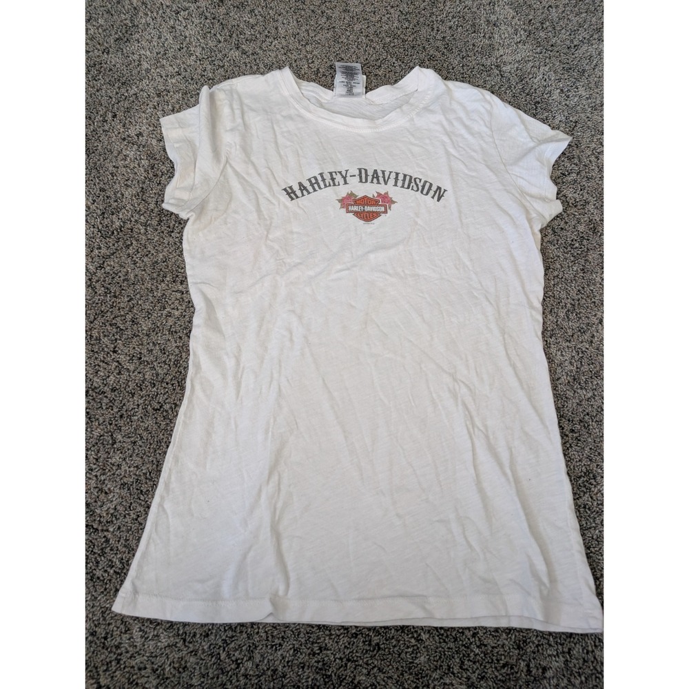 Harley Davidson Lancaster PA White Graphic T-Shirt Roses 2008 Womens XL Made USA